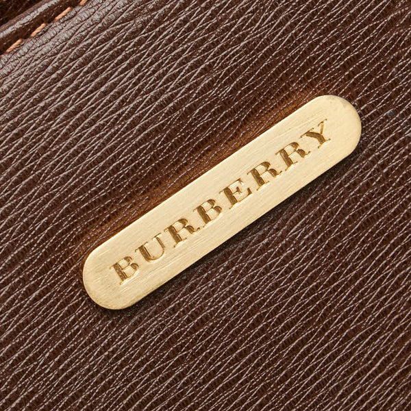バーバリー ノバチェック ハンドバッグ ブラウン レザー レディース BURBERRY 【中古】