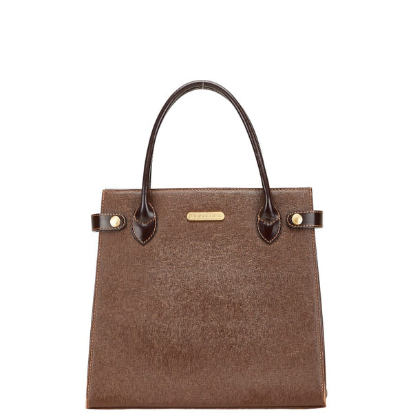 バーバリー ノバチェック ハンドバッグ ブラウン レザー レディース BURBERRY 【中古】
