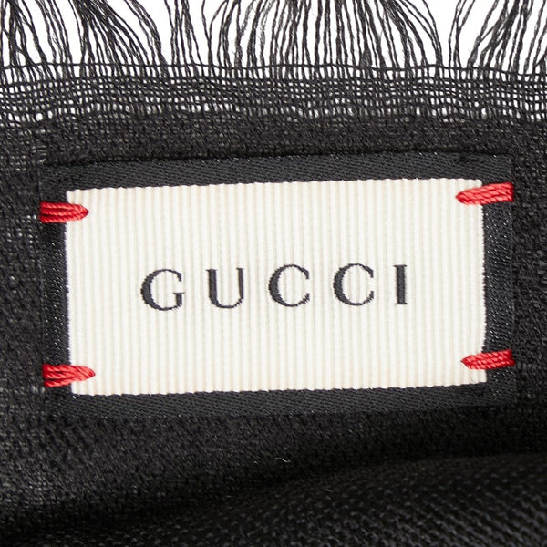 グッチ GG柄 ストール ブラック ウール シルク レディース GUCCI 【中古】