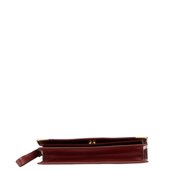 カルティエ マストライン クラッチバッグ ワインレッド ボルドー レザー レディース CARTIER 【中古】