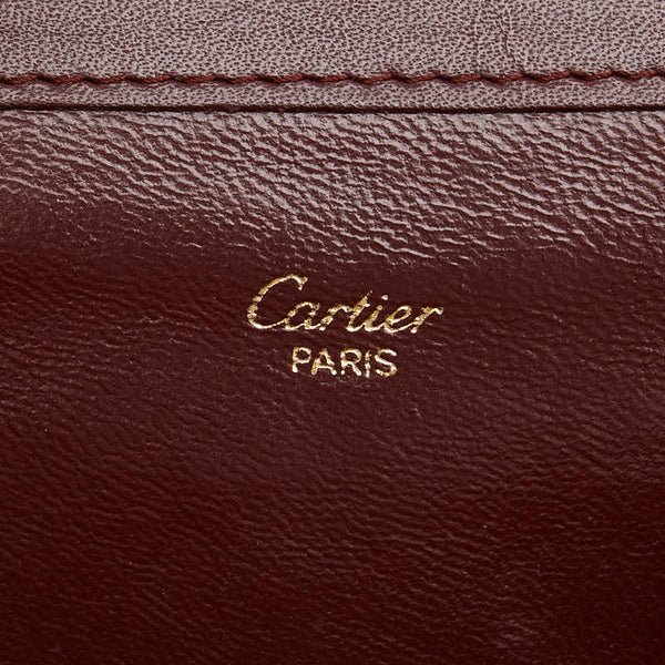 カルティエ マストライン クラッチバッグ ワインレッド ボルドー レザー レディース CARTIER 【中古】