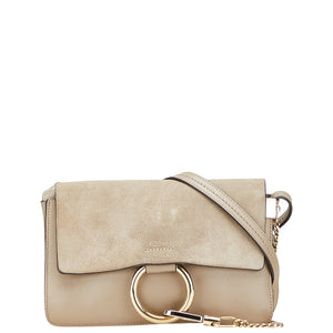 クロエ フェイ スモール ショルダーバッグ ベージュ スウェット レザー レディース Chloe 【中古】