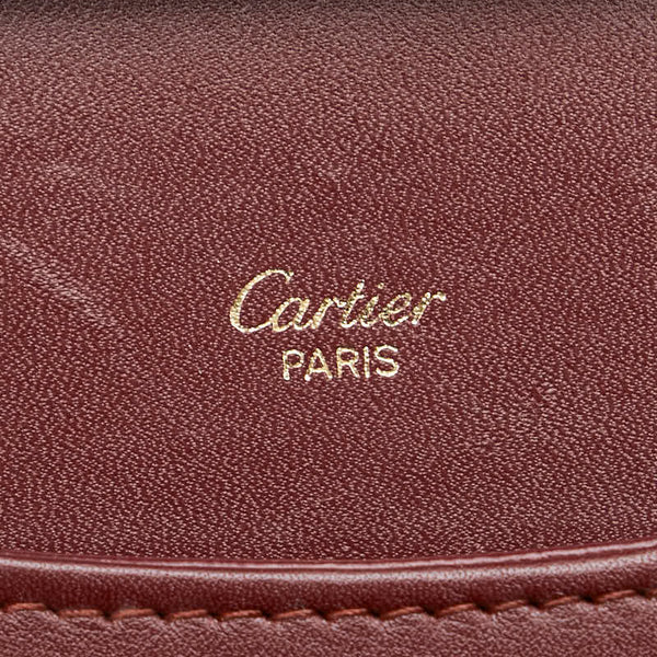 カルティエ マストライン 斜め掛け ショルダーバッグ ワインレッド ボルドー レザー レディース CARTIER 【中古】