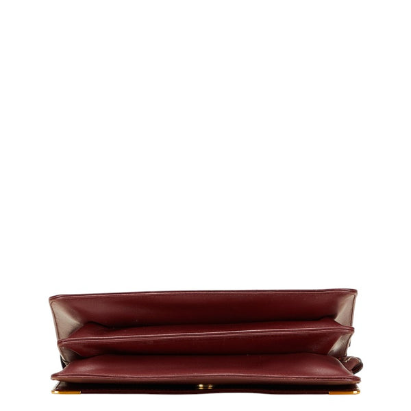 カルティエ マストライン 斜め掛け ショルダーバッグ ワインレッド ボルドー レザー レディース CARTIER 【中古】