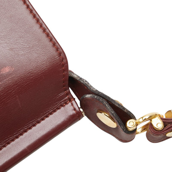カルティエ マストライン 斜め掛け ショルダーバッグ ワインレッド ボルドー レザー レディース CARTIER 【中古】