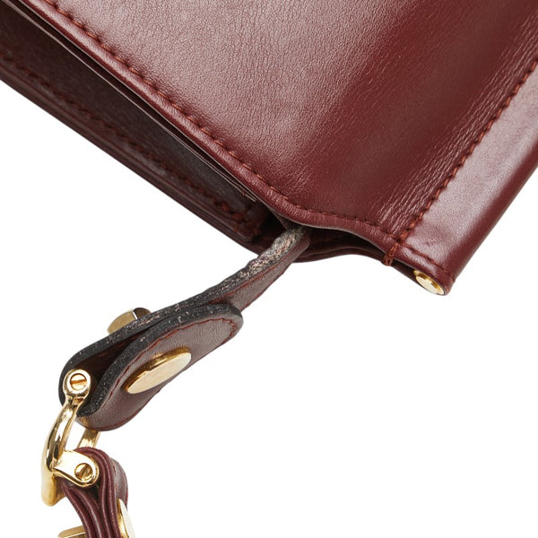 カルティエ マストライン 斜め掛け ショルダーバッグ ワインレッド ボルドー レザー レディース CARTIER 【中古】