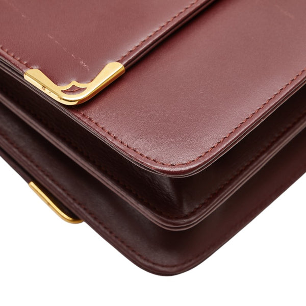 カルティエ マストライン 斜め掛け ショルダーバッグ ワインレッド ボルドー レザー レディース CARTIER 【中古】