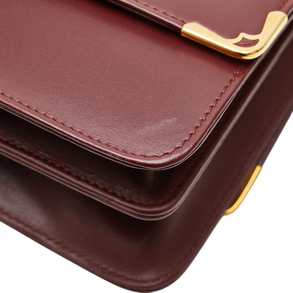 カルティエ マストライン 斜め掛け ショルダーバッグ ワインレッド ボルドー レザー レディース CARTIER 【中古】
