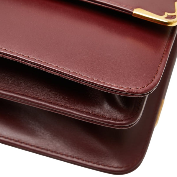カルティエ マストライン 斜め掛け ショルダーバッグ ワインレッド ボルドー レザー レディース CARTIER 【中古】