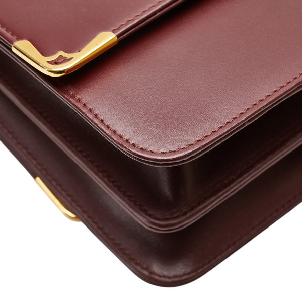 カルティエ マストライン 斜め掛け ショルダーバッグ ワインレッド ボルドー レザー レディース CARTIER 【中古】