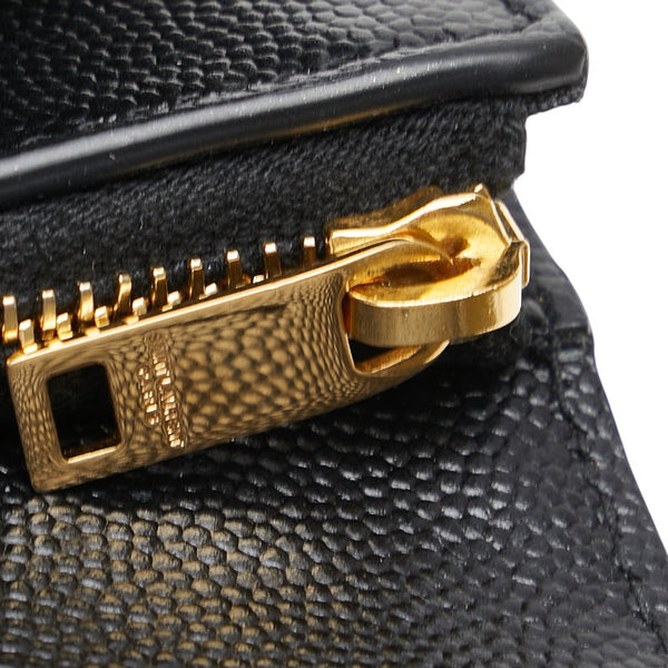 サンローラン YSL Vステッチ 三つ折り財布 403943 ブラック レザー レディース SAINT LAURENT 【中古】