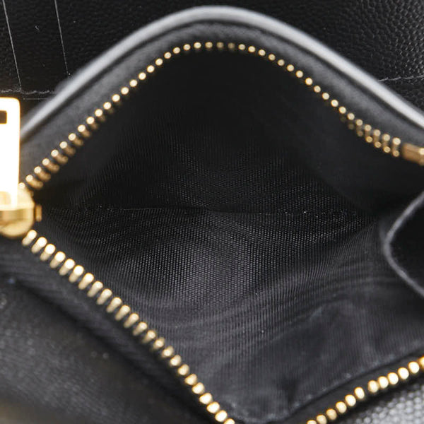 サンローラン YSL Vステッチ 三つ折り財布 403943 ブラック レザー レディース SAINT LAURENT 【中古】