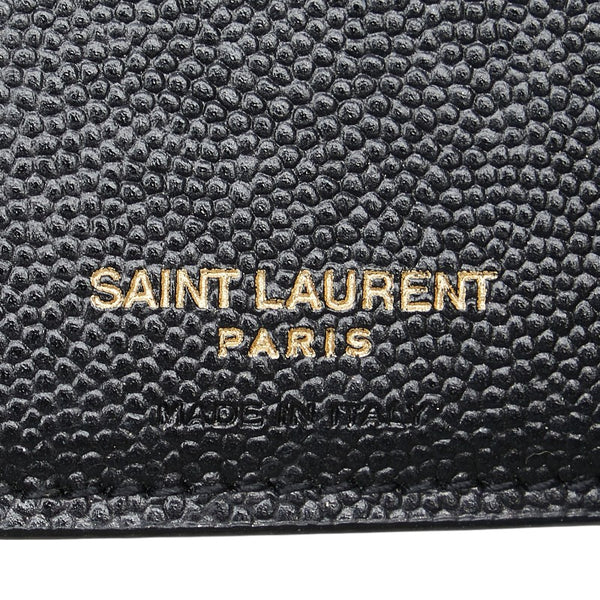 サンローラン YSL Vステッチ 三つ折り財布 403943 ブラック レザー レディース SAINT LAURENT 【中古】