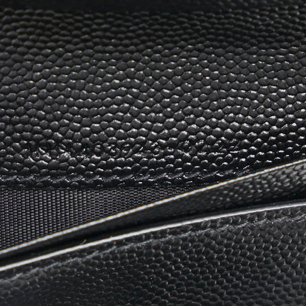 サンローラン YSL Vステッチ 三つ折り財布 403943 ブラック レザー レディース SAINT LAURENT 【中古】