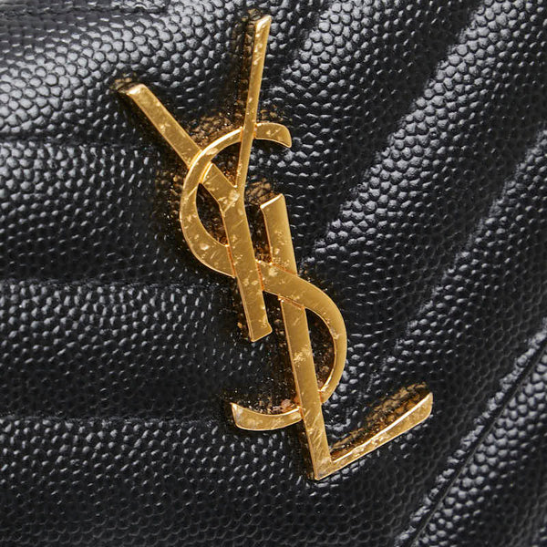 サンローラン YSL Vステッチ 三つ折り財布 403943 ブラック レザー レディース SAINT LAURENT 【中古】