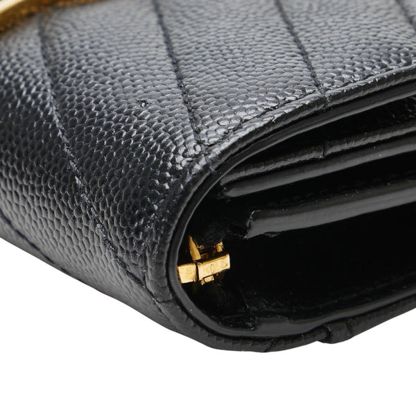 サンローラン YSL Vステッチ 三つ折り財布 403943 ブラック レザー レディース SAINT LAURENT 【中古】