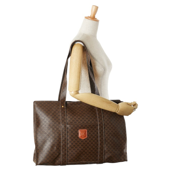 セリーヌ マカダム トートバッグ ブラウン PVC レザー レディース CELINE 【中古】