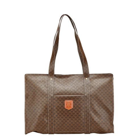 セリーヌ マカダム トートバッグ ブラウン PVC レザー レディース CELINE 【中古】