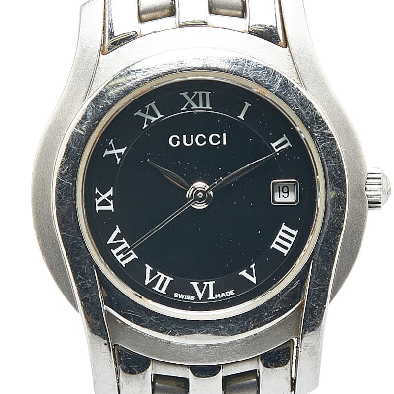 グッチ Gクラス 腕時計 5500L クオーツ ブラック文字盤 ステンレススチール レディース GUCCI 【中古】