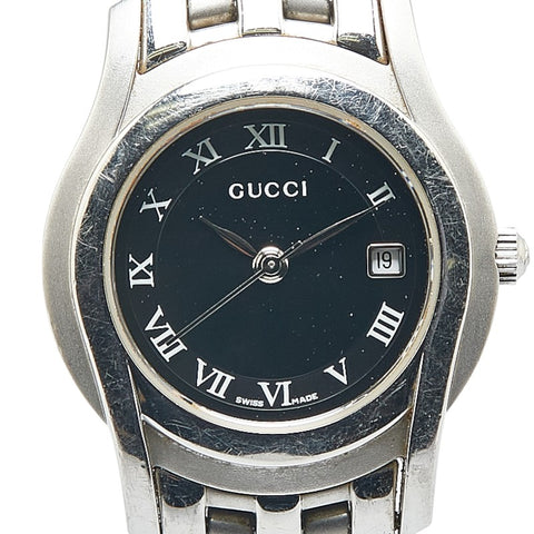 グッチ Gクラス 腕時計 5500L クオーツ ブラック文字盤 ステンレススチール レディース GUCCI 【中古】