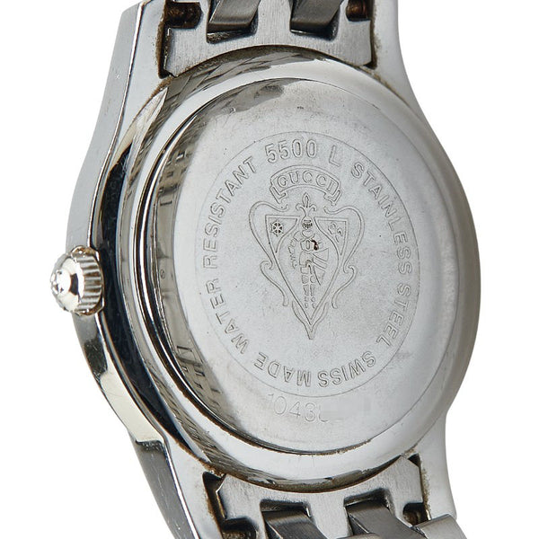 グッチ Gクラス 腕時計 5500L クオーツ ブラック文字盤 ステンレススチール レディース GUCCI 【中古】