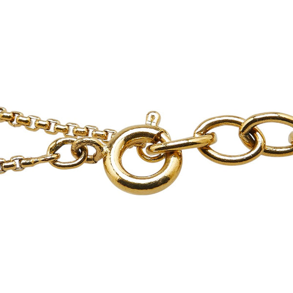 ディオール ロゴ ラインストーン ネックレス ゴールド メッキ レディース Dior 【中古】