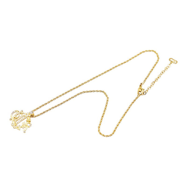 ディオール ロゴ ラインストーン ネックレス ゴールド メッキ レディース Dior 【中古】