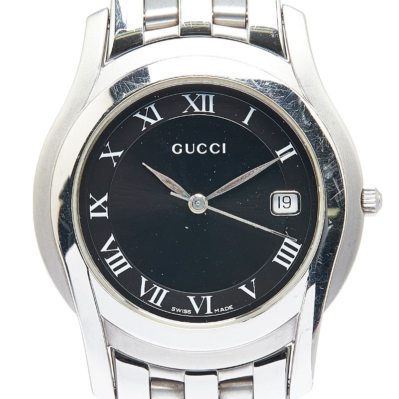 グッチ Gクラス 腕時計 5500M クオーツ ブラック文字盤 ステンレススチール メンズ GUCCI 【中古】