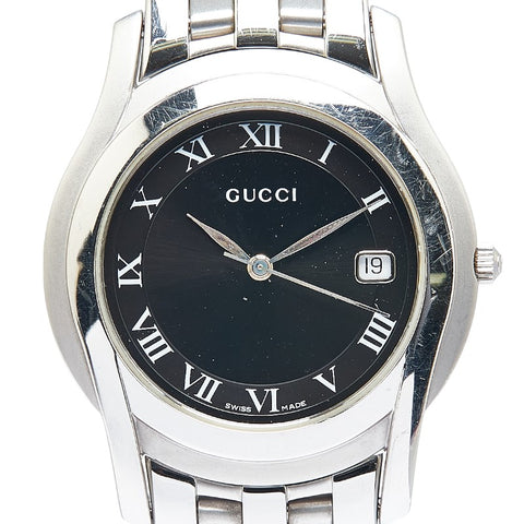 グッチ Gクラス 腕時計 5500M クオーツ ブラック文字盤 ステンレススチール メンズ GUCCI 【中古】
