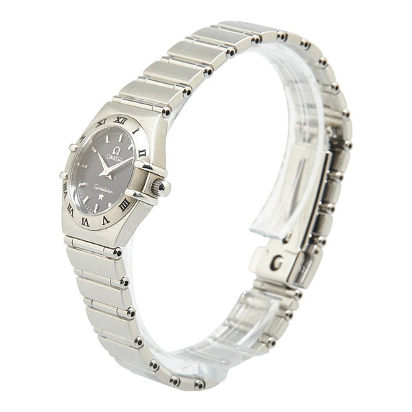 オメガ コンステレーション 腕時計 1562.40 クオーツ ブラック文字盤 ステンレススチール レディース OMEGA 【中古】