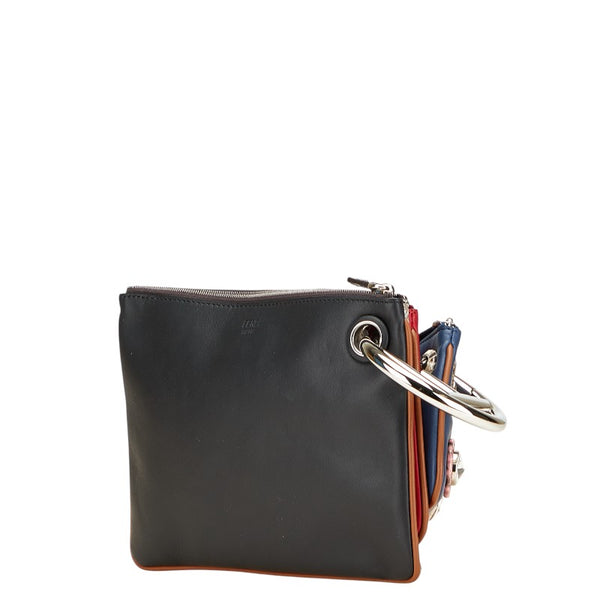 フェンディ トリプレット ポーチ 8BS001 レッド ブルー マルチカラー レザー パイソン レディース FENDI 【中古】
