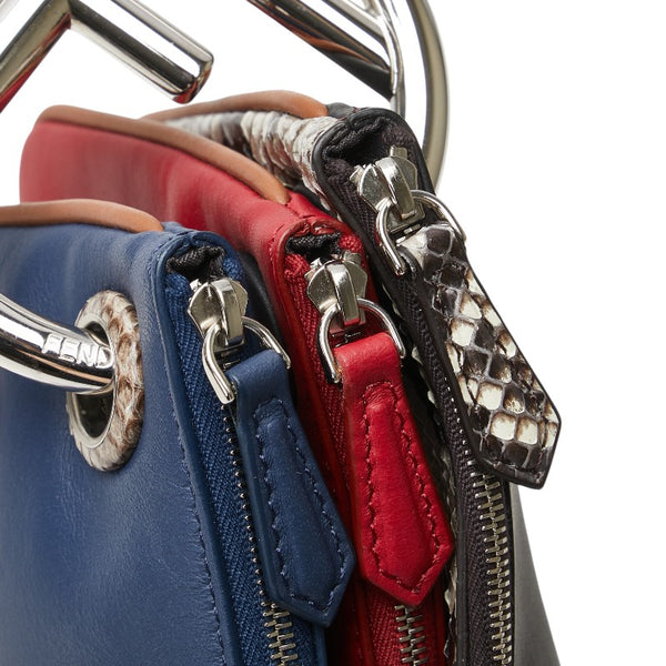 フェンディ トリプレット ポーチ 8BS001 レッド ブルー マルチカラー レザー パイソン レディース FENDI 【中古】