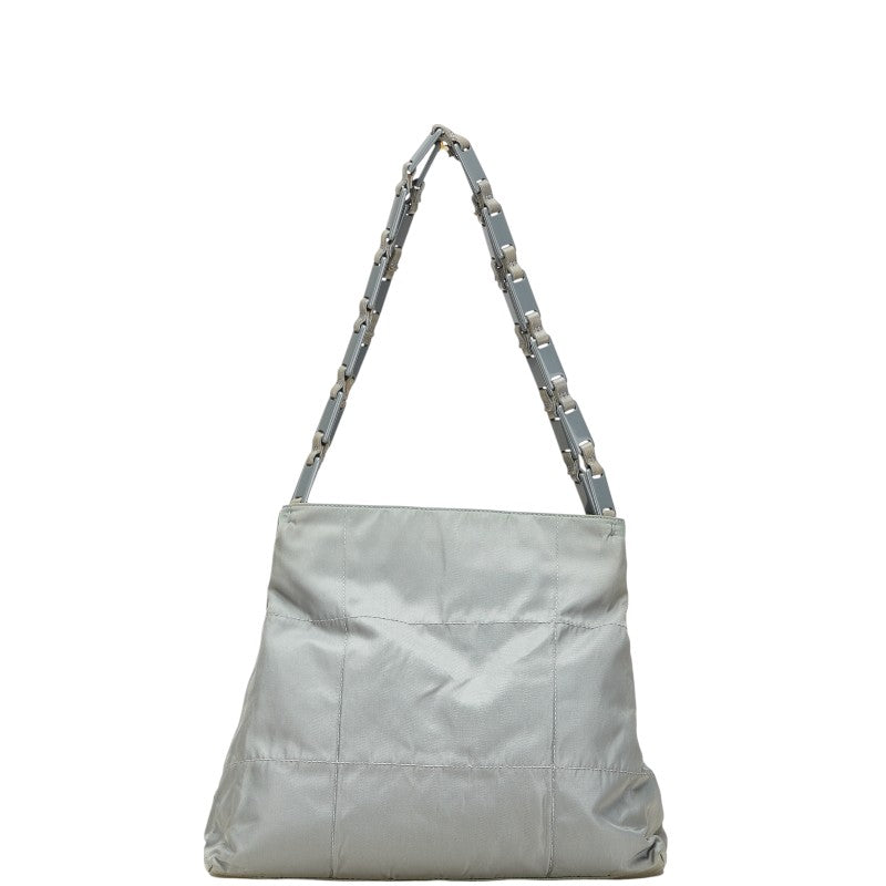 プラダ 三角ロゴプレート トートバッグ B8851 グレー ナイロン レザー レディース PRADA 【中古】