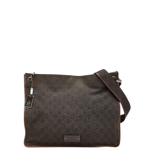 グッチ ＧGキャンバス 斜めがけ ショルダー 90656 ブラウン キャンバス レザー レディース GUCCI 【中古】