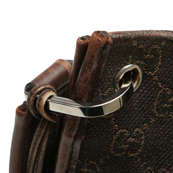 グッチ ＧGキャンバス 斜めがけ ショルダー 90656 ブラウン キャンバス レザー レディース GUCCI 【中古】