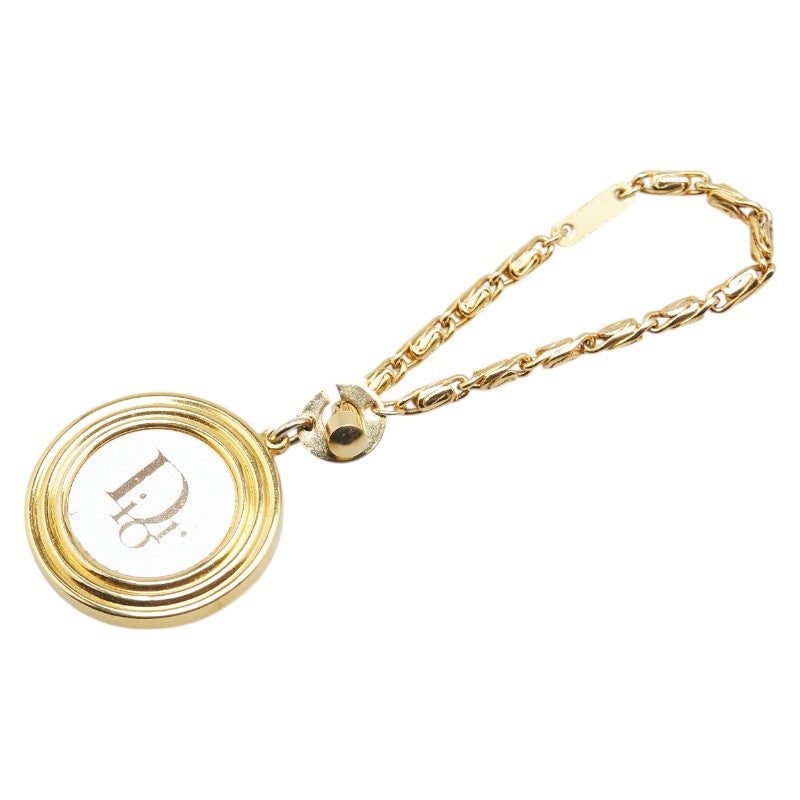 ディオール ロゴ ラウンド キーホルダー バッグチャーム ゴールド メッキ レディース Dior 【中古】