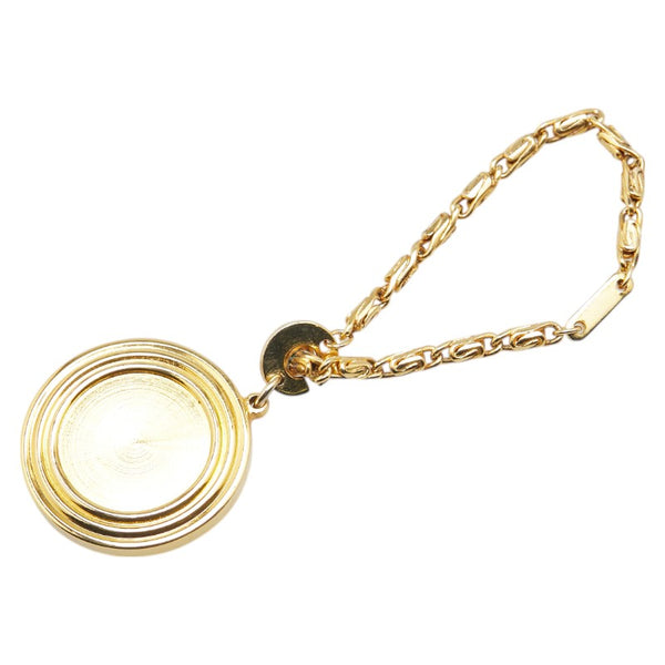 ディオール ロゴ ラウンド キーホルダー バッグチャーム ゴールド メッキ レディース Dior 【中古】