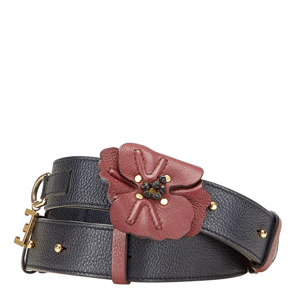 クロエ フラワー 花  ショルダーストラップ ネイビー ワインレッド レザー レディース Chloe 【中古】