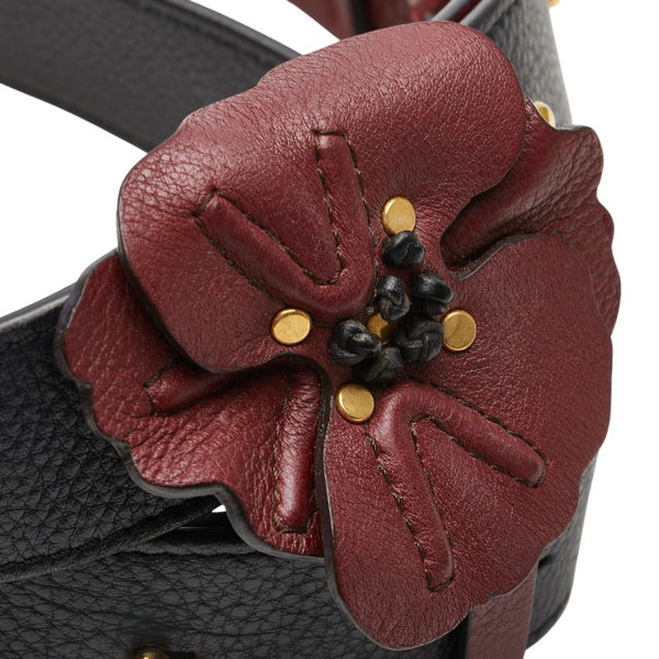 クロエ フラワー 花  ショルダーストラップ ネイビー ワインレッド レザー レディース Chloe 【中古】