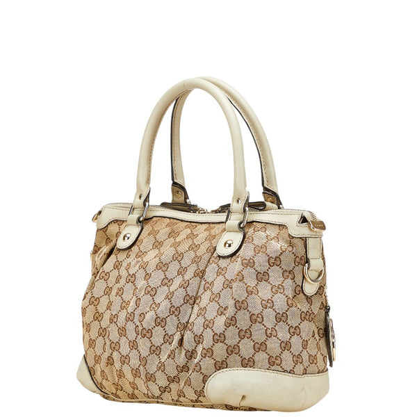 グッチ GGキャンバス スーキー ハンドバッグ ショルダーバッグ 2WAY 247902 ベージュ ホワイト キャンバス レザー レディース GUCCI 【中古】