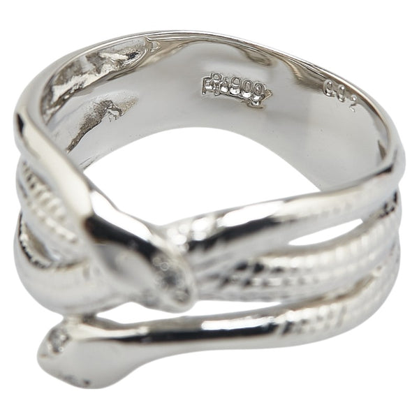 Pt900 プラチナ ダイヤ0.02ct スネーク ヘビ 蛇 モチーフ リング 指輪 レディース 9.5号 【中古】