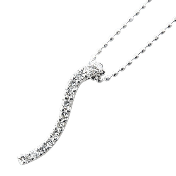 K18WG ホワイトゴールド ダイヤ0.16ct ペンダントネックレス レディース 【中古】