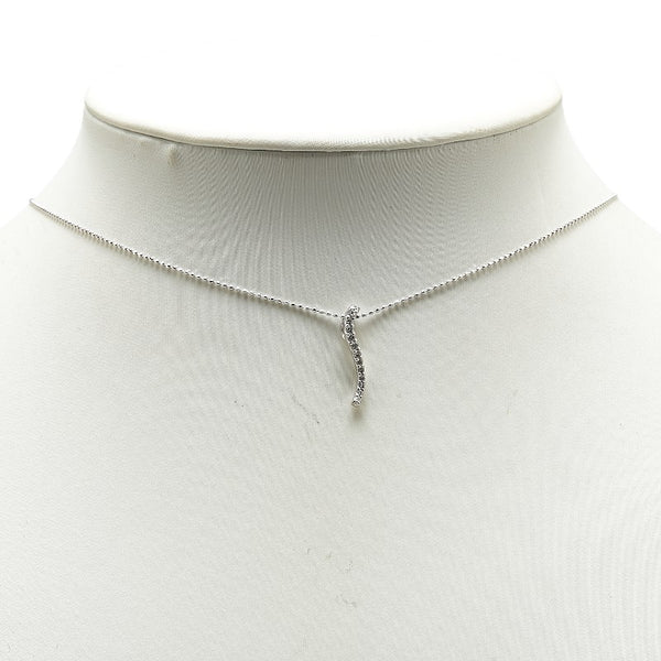 K18WG ホワイトゴールド ダイヤ0.16ct ペンダントネックレス レディース 【中古】