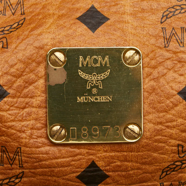 エム シー エム ヴィセトス ロゴグラム ハンドバッグ ミニボストンバッグ ブラウン PVC レザー レディース MCM 【中古】