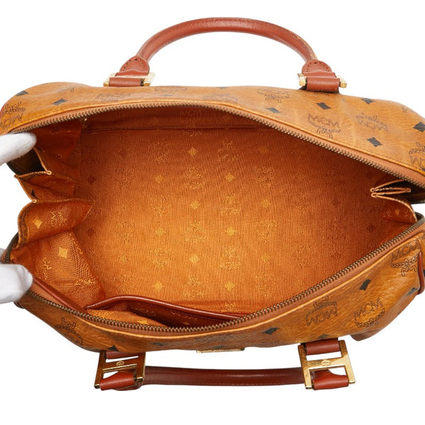 エム シー エム ヴィセトス ロゴグラム ハンドバッグ ミニボストンバッグ ブラウン PVC レザー レディース MCM 【中古】