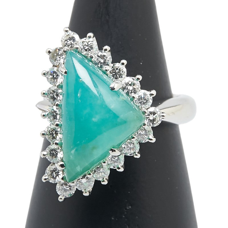Pt900 プラチナ オパール5.01ct ダイヤ1.02ct 三角形 トライアングル リング 指輪 レディース 14号 【中古】