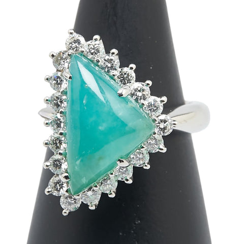 Pt900 プラチナ オパール5.01ct ダイヤ1.02ct 三角形 トライアングル リング 指輪 レディース 14号 【中古】