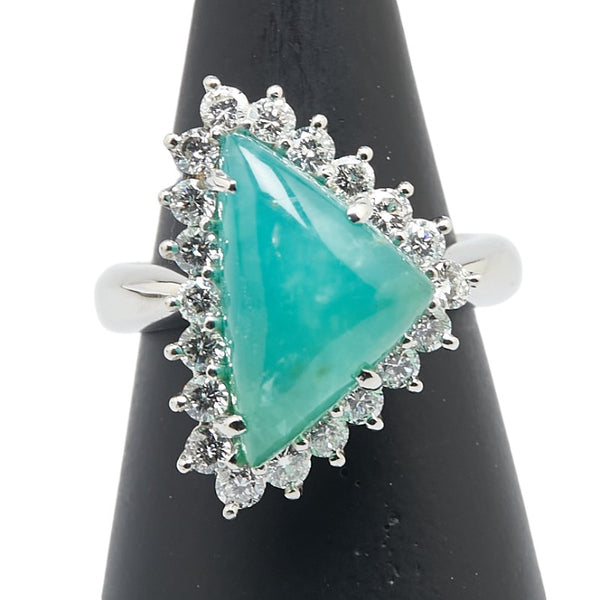 Pt900 プラチナ オパール5.01ct ダイヤ1.02ct 三角形 トライアングル リング 指輪 レディース 14号 【中古】