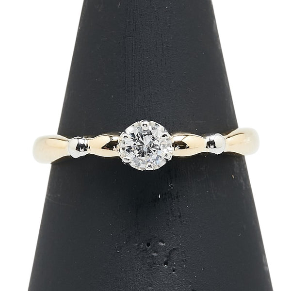 K18YG イエローゴールド Pt900 プラチナ コンビ ダイヤ0.17ct 1P リング 指輪 レディース 12号 【中古】