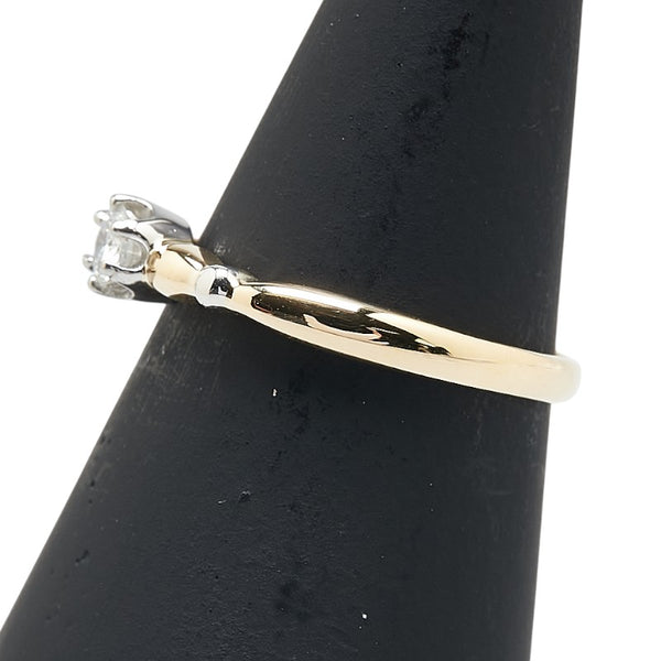 K18YG イエローゴールド Pt900 プラチナ コンビ ダイヤ0.17ct 1P リング 指輪 レディース 12号 【中古】